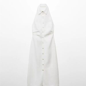 Mango Linen Shirt-Collar Dress